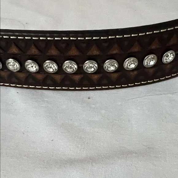 Ariat Brown Leather Belt with Silver Accents - Picture 3 of 4